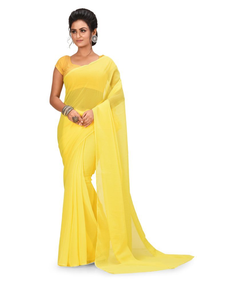 plain yellow saree for haldi