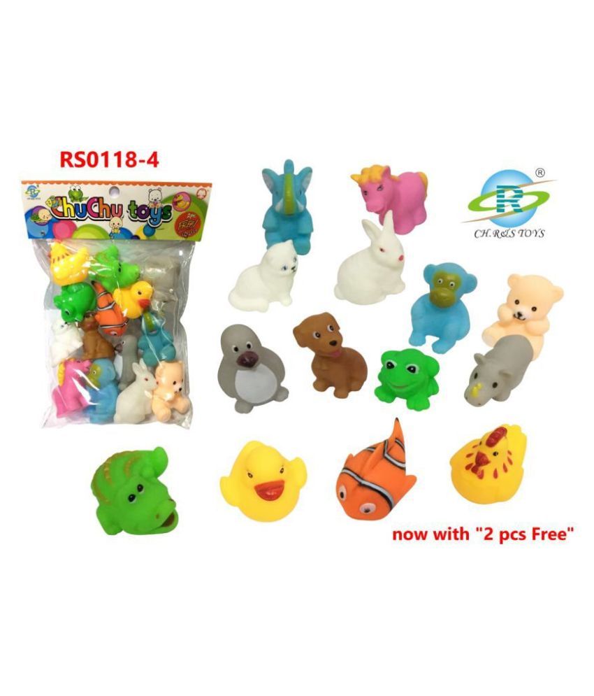 NonToxic Animal Shape Soft ChuChu Toys for Baby Kids Bath (Multicolour) Set of 14 Buy Non