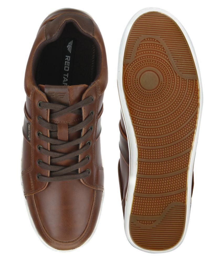 red tape brown leather sneakers