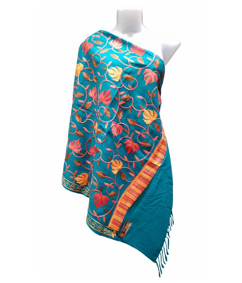 Varun Cloth House Blue Ari Embroidery Shawl