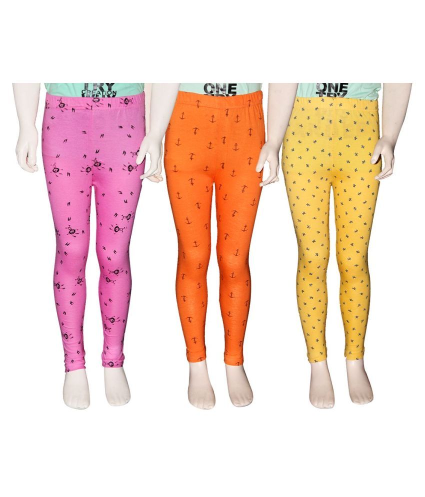     			FnMe Printed Girl's Leggings -Pack of 3