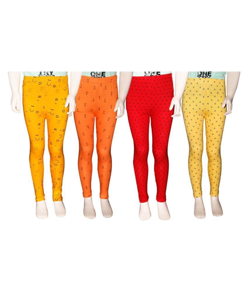     			FnMe Printed Girl's Leggings -Pack of 4