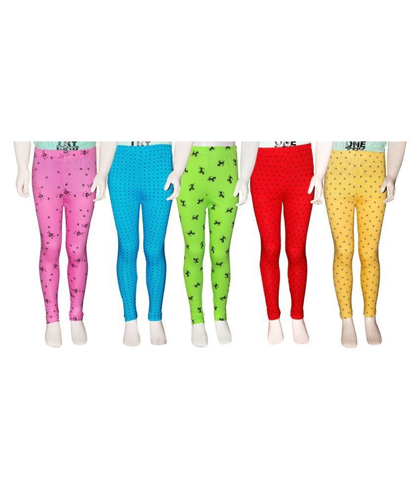     			FnMe Printed Girl's Leggings -Pack of 5