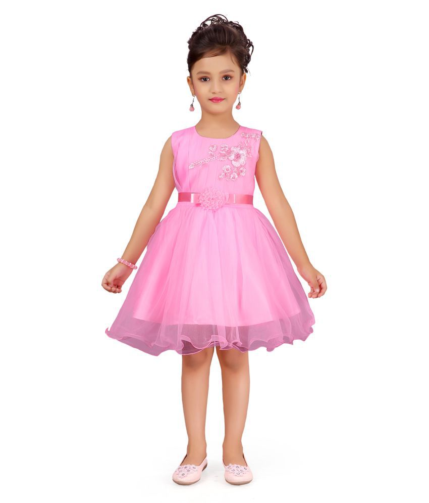 Aarika Girl's pink coloured Party Wear FROCK - Buy Aarika Girl's pink ...