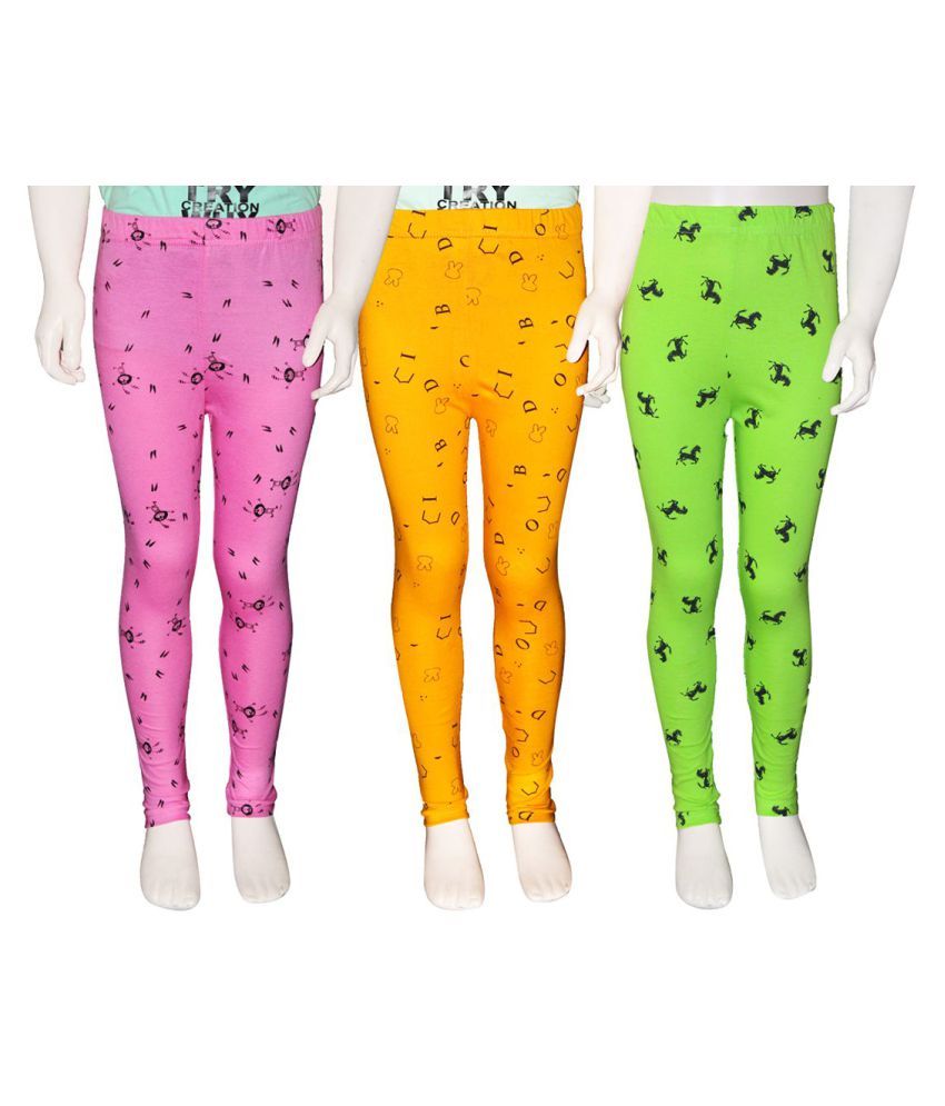     			FnMe Printed Girl's Leggings -Pack of 3