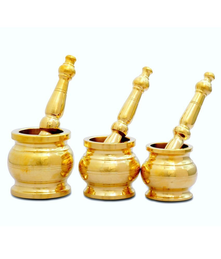 DMI's Brass Mortar and Pestle set traditionally known as Khalbatta 2.