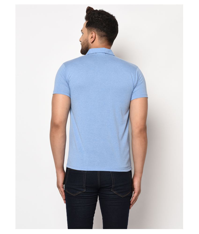 Elegance Cotton Blend Blue Plain Polo T Shirt - Buy Elegance Cotton ...