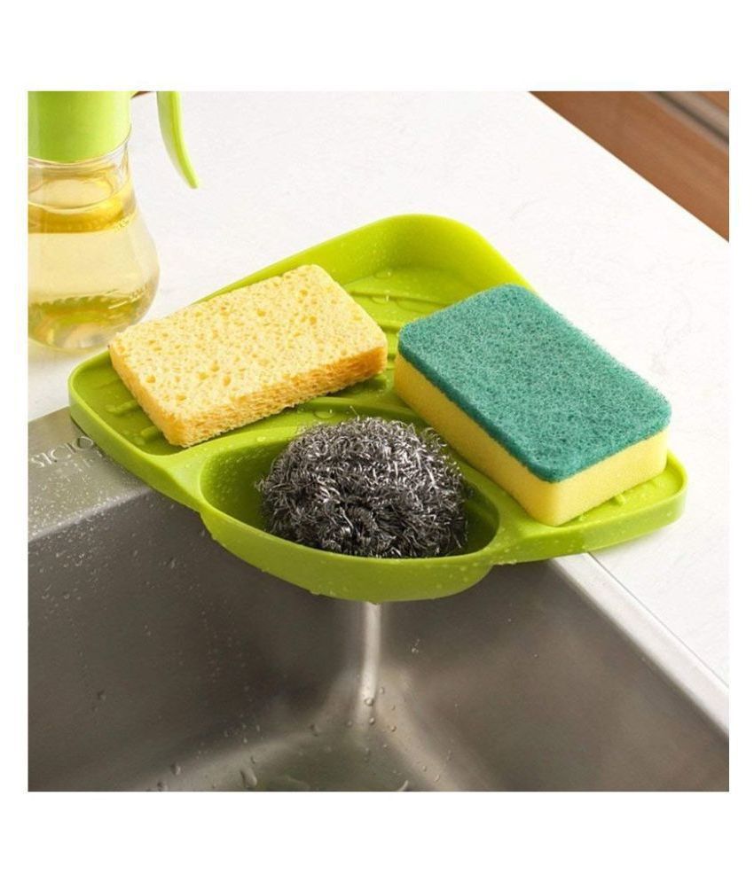     			Plastic Kitchen Corner Shelf with Tray Holder Multipurpose Kitchen Sink Organizer Tool for Dish Wash