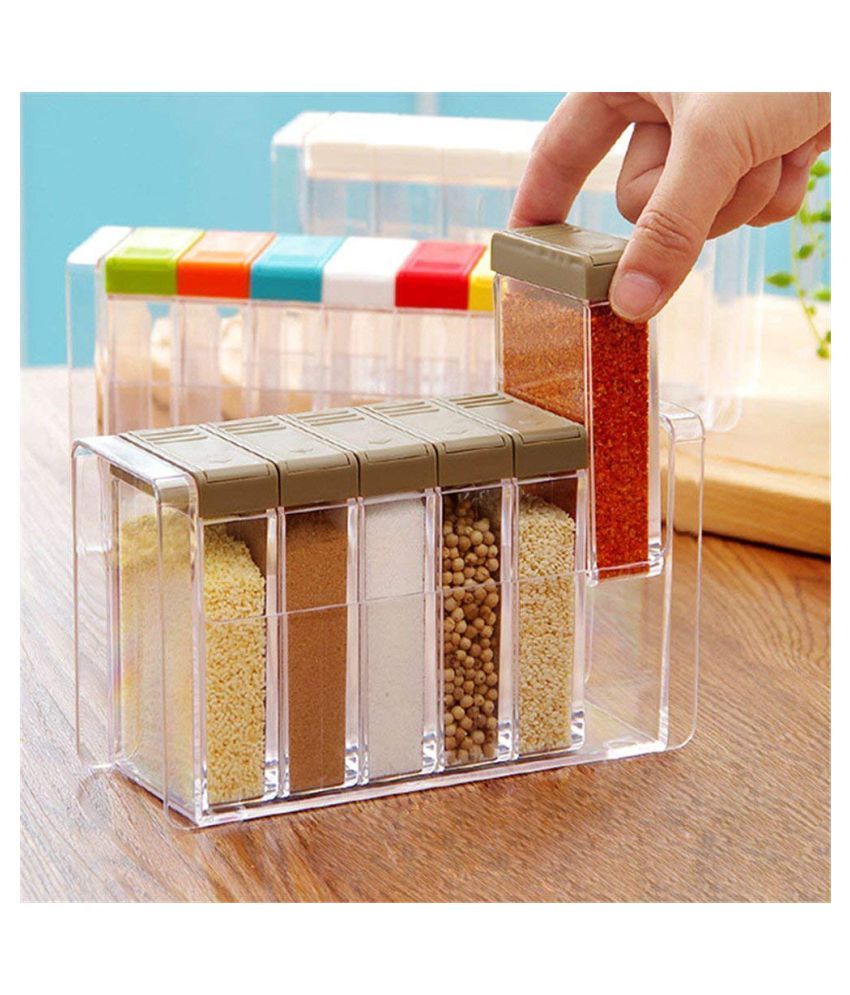 Crystal Seasoning Box and Pepper Salt Spice Rack (6 Pcs Spice Jar) Buy
