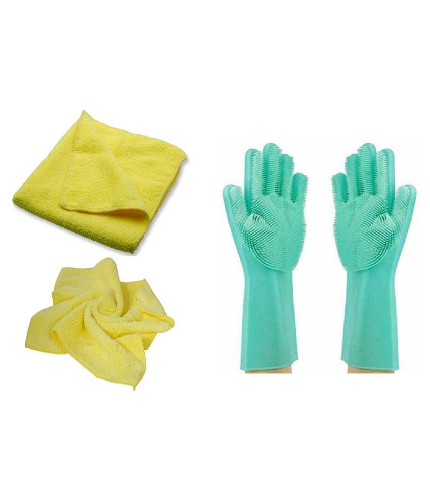 Microfiber Cloth And Rubber Gloves Cleaning For Home,Office,Table,Kitchen For Clean Everything