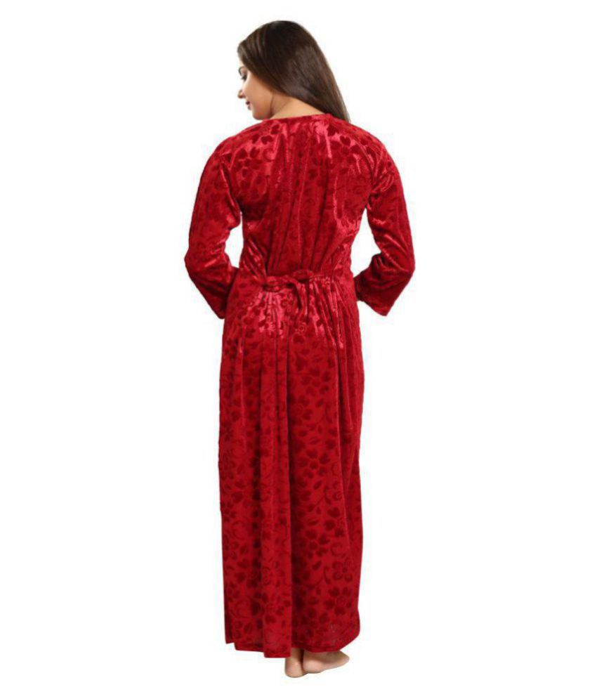 Buy Romaisa Velvet Nighty & Night Gowns - Maroon Online at Best Prices ...