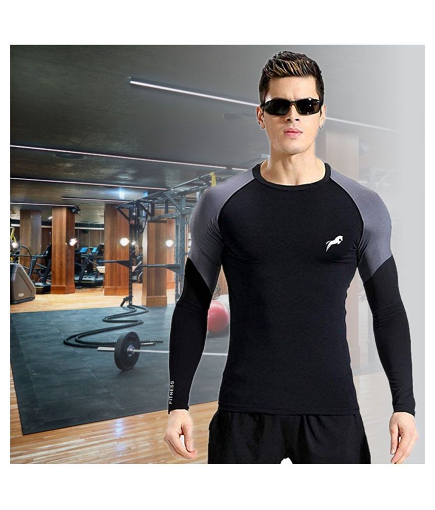     			JUST RIDER Compression Full Sleeve Plain Athletic Fit Multi Sports Outdoor Inner Wear T-Shirt Top