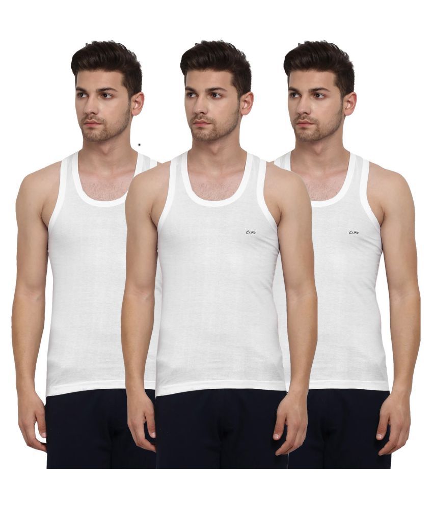     			Euro - White Cotton Men's Vest ( Pack of 3 )