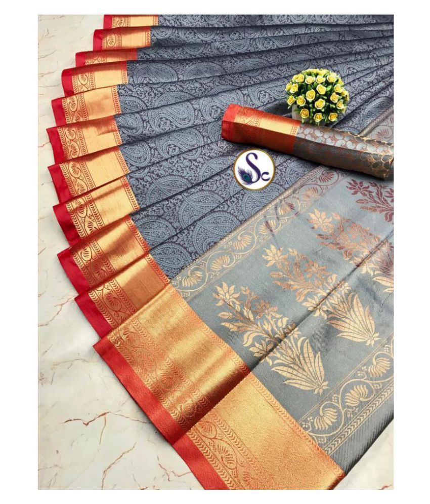 sapta shakti Grey Cotton Silk Saree Buy sapta shakti Grey Cotton Silk
