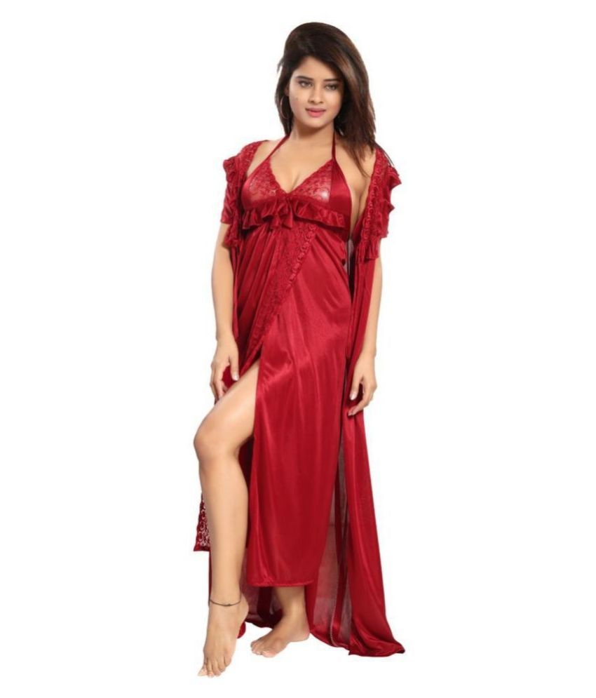     			Reposey Satin Nighty & Night Gowns - Maroon