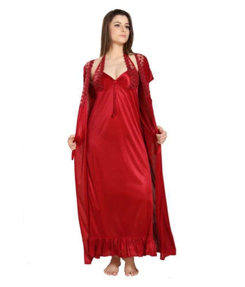     			Reposey Satin Nighty & Night Gowns - Maroon