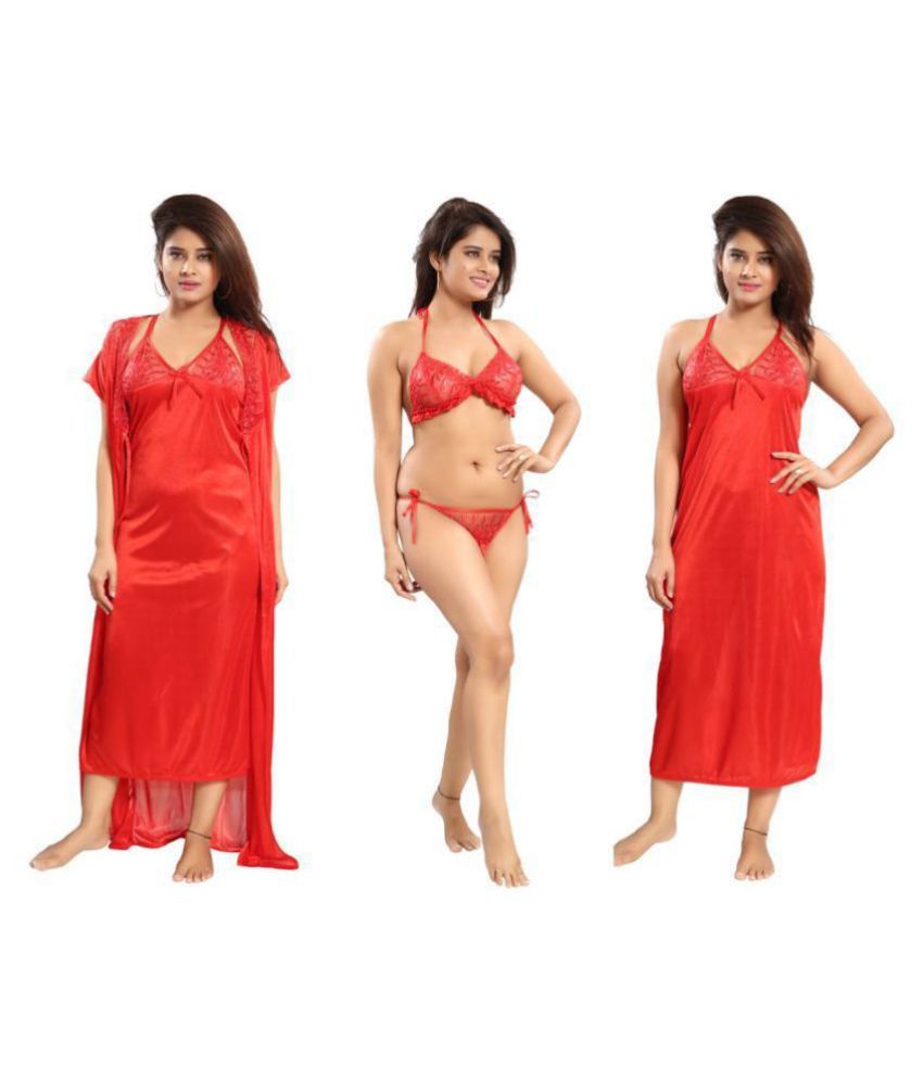     			Reposey Satin Nighty & Night Gowns - Red