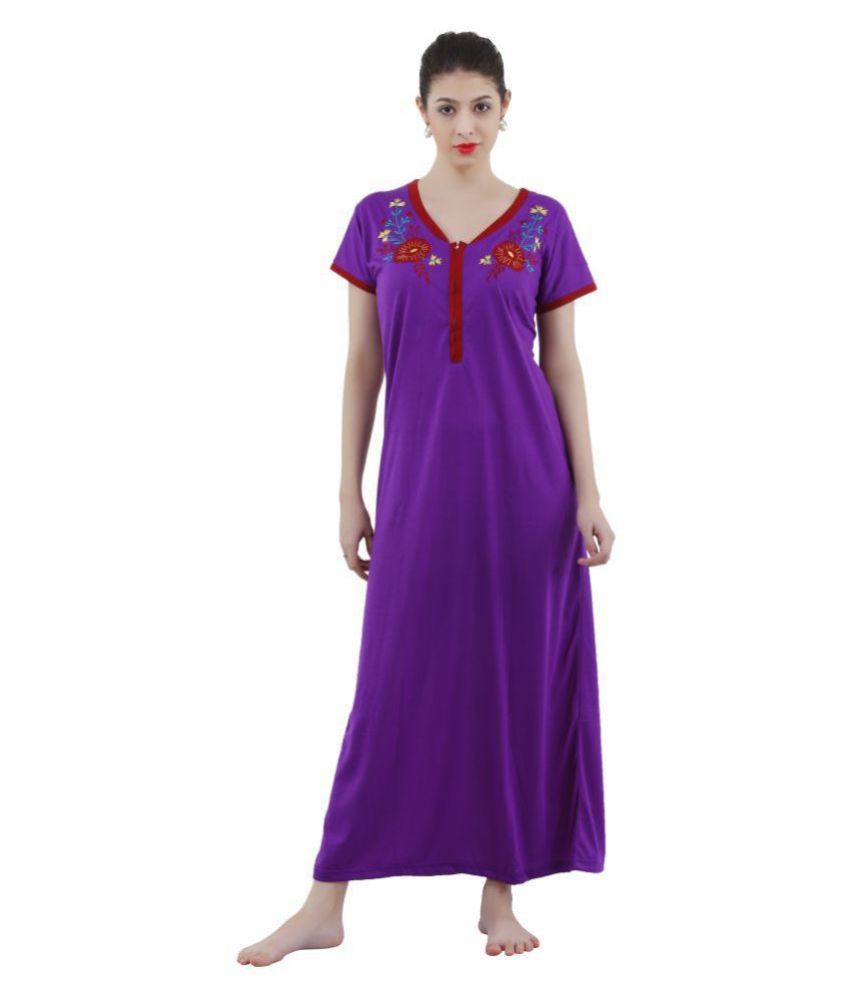     			Reposey Viscose Night Dress - Purple