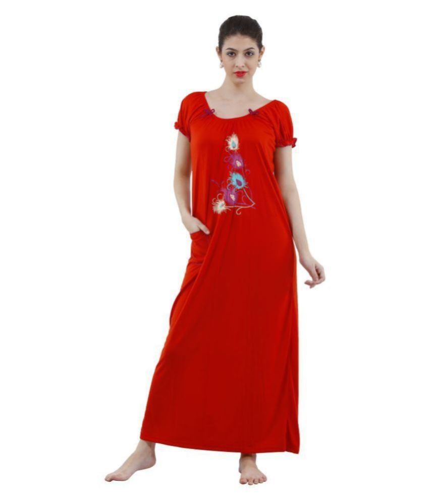     			Reposey Viscose Night Dress - Red