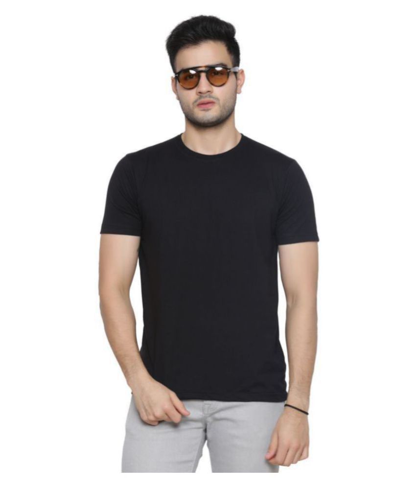     			GENTINO Cotton Blend Black Solids T-Shirt