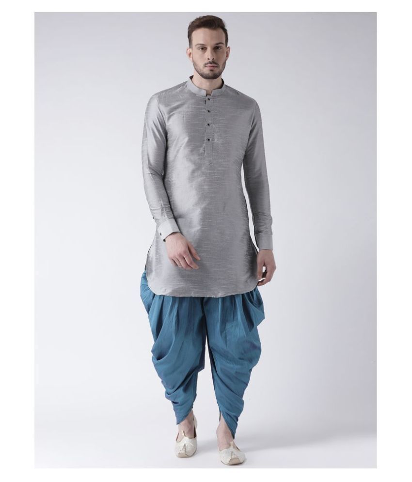     			Deyann Silver Silk Blend Kurta Single