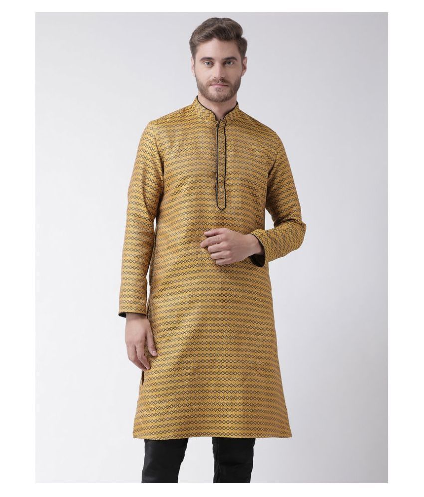     			Deyann Yellow Silk Kurta Single