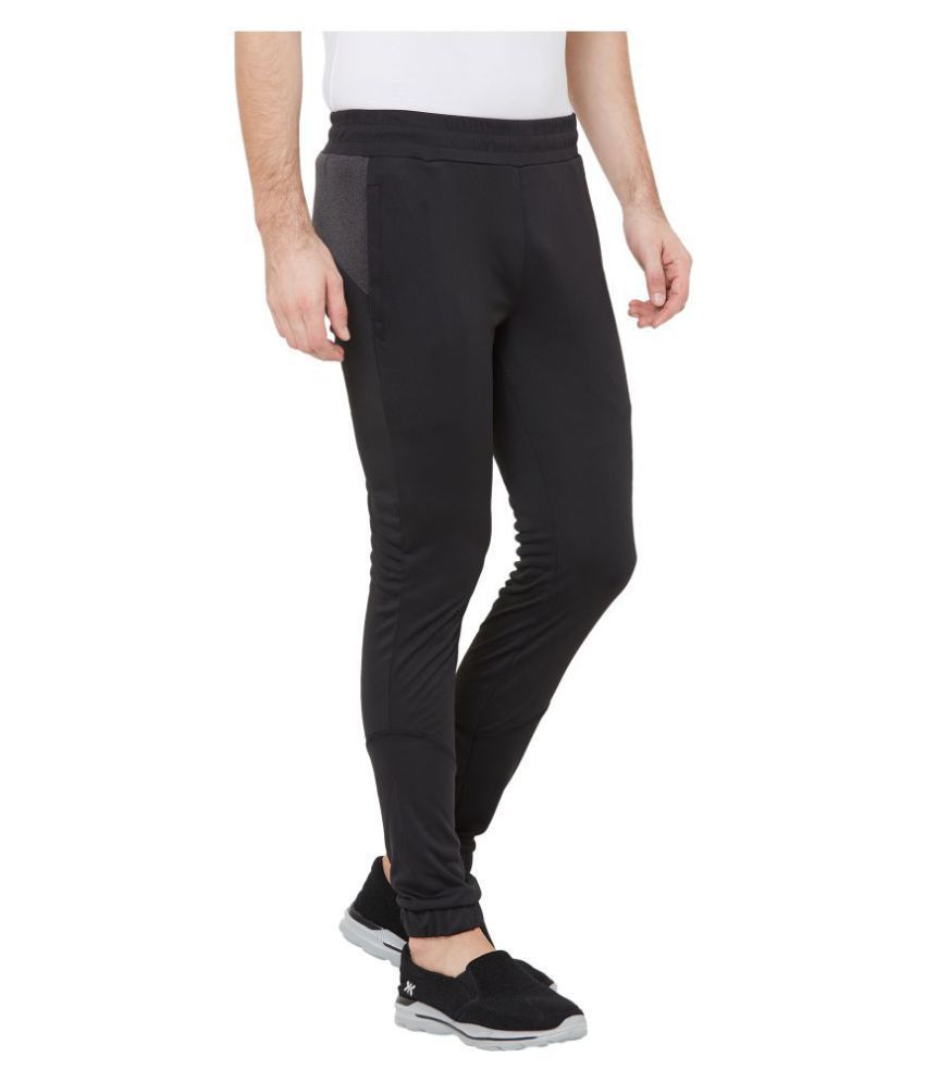 black polyester joggers