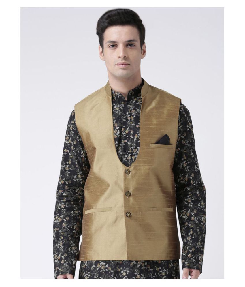     			Deyann Brown Silk Blend Nehru Jacket