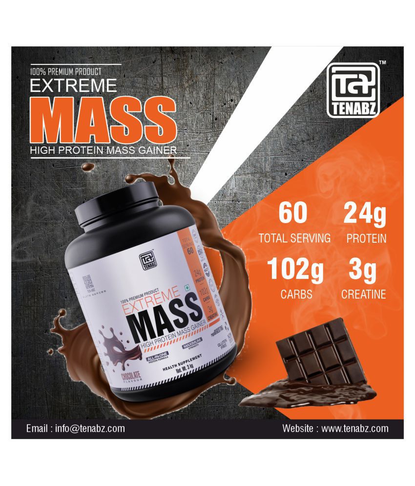 Tenabz Extreme Mass | Muscle Gainer with Gym Bag 3 kg Mass Gainer ...