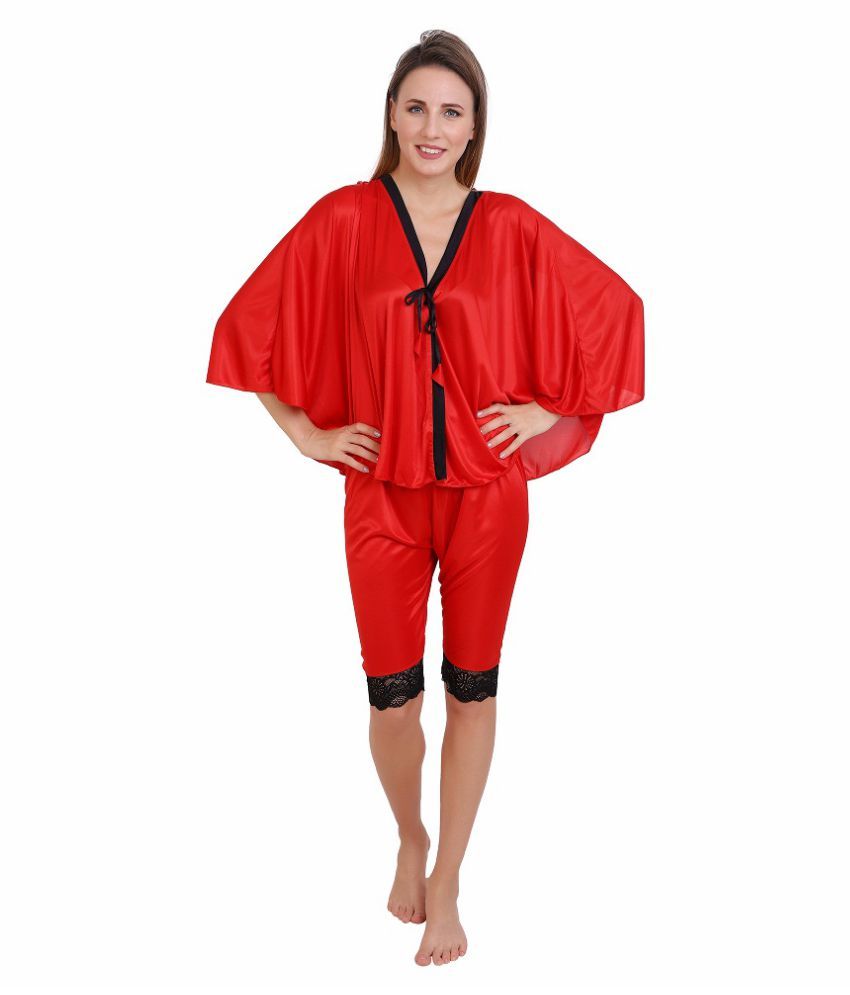 Buy DILJEET Satin Night Capris - Red Online at Best Prices in India - Snapdeal