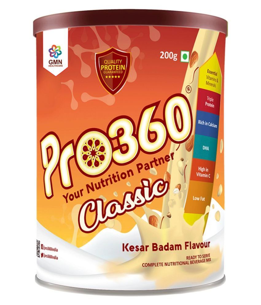 PRO360 Classic Protein Kesar Badam Health Drink Powder 200 gm Buy