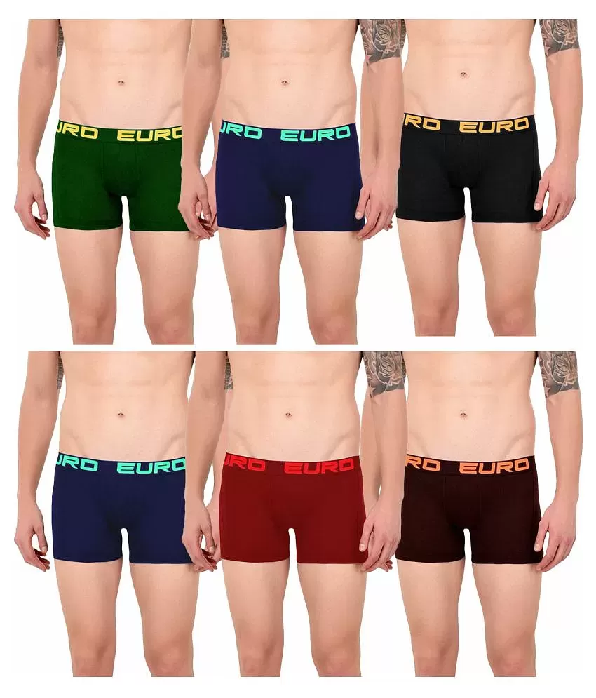 Buy Euro Checked Trunks - Multi ,Pack Of 6 Online at Low Prices in India 