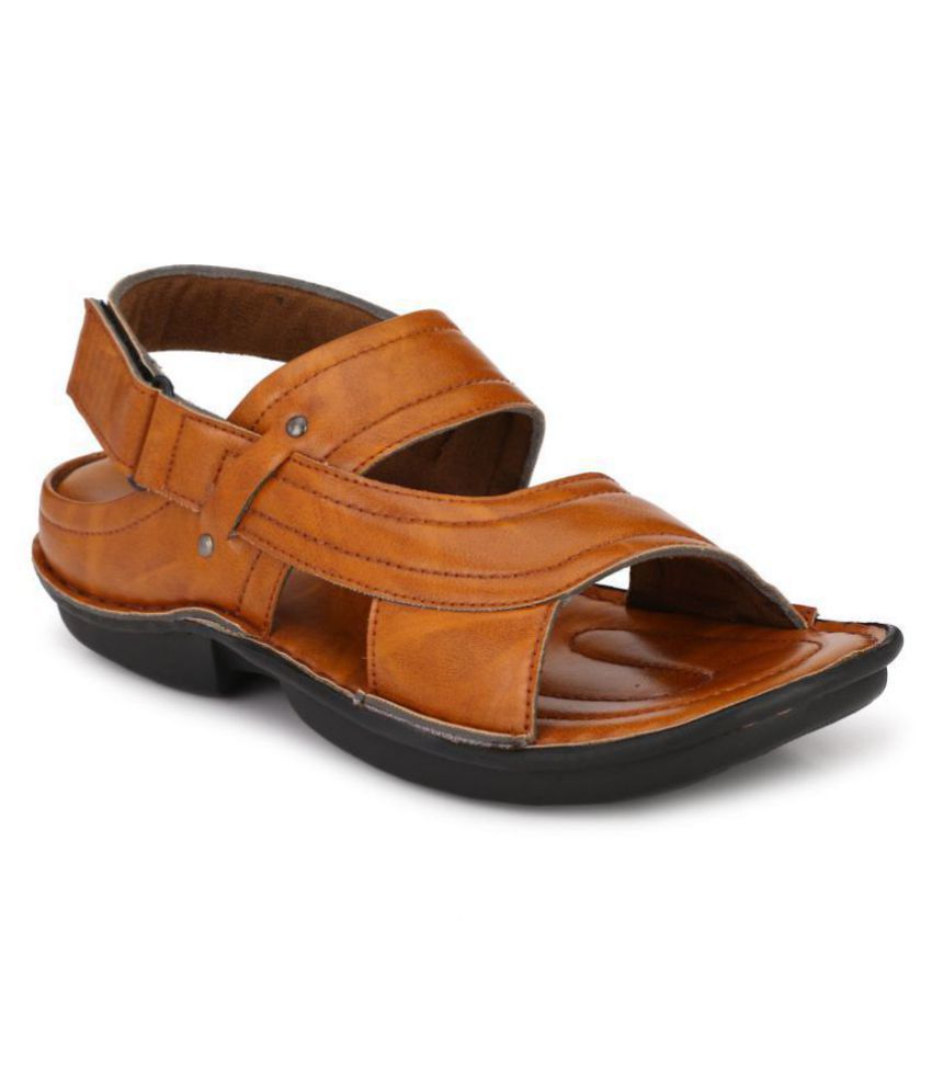     			Bucik Tan Synthetic Leather Sandals