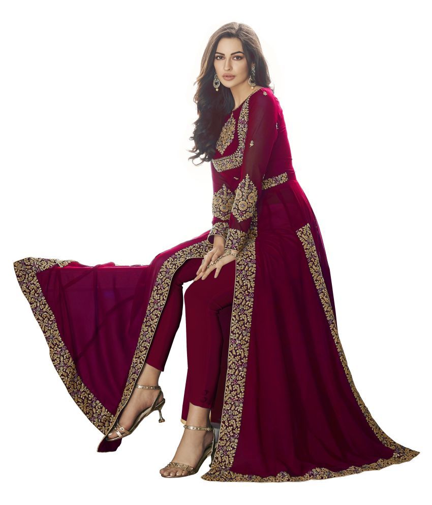 maroon ethnic gown