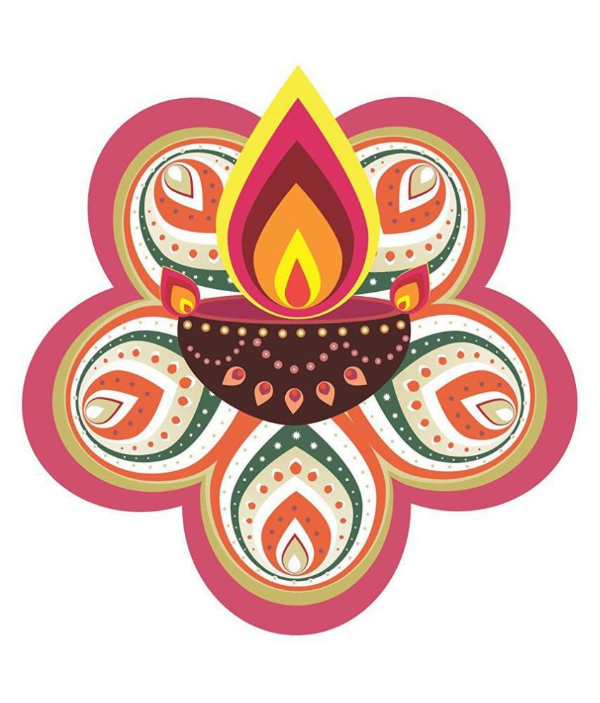     			Asmi Collection Beautiful Diya Rangoli Religious & Inspirational Sticker ( 60 x 60 cms )