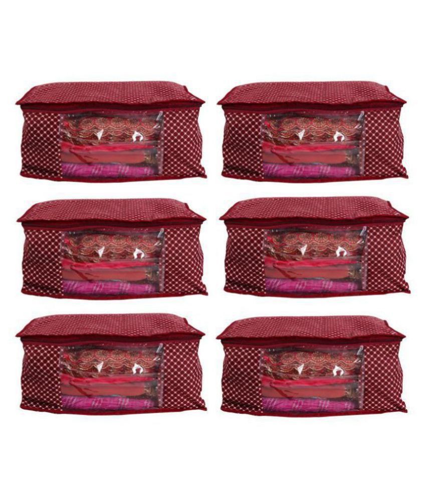 Bulbul Red Saree Covers - 6 Pcs