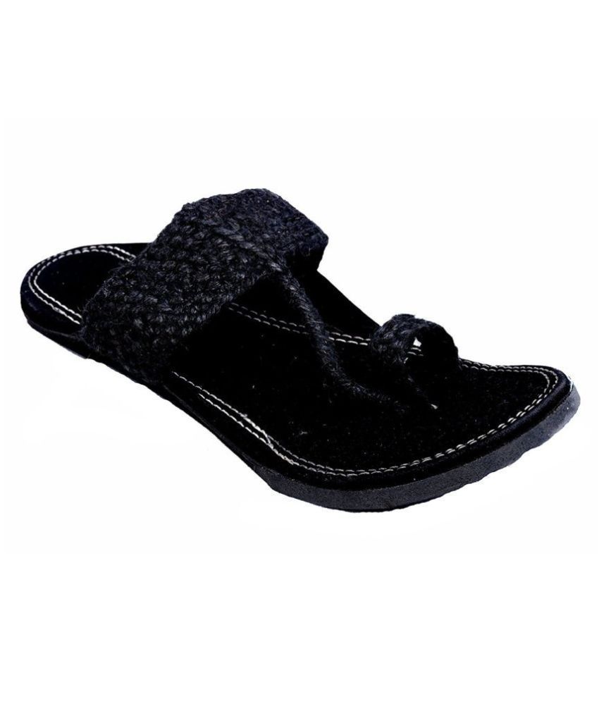 kolhapuri chappal black