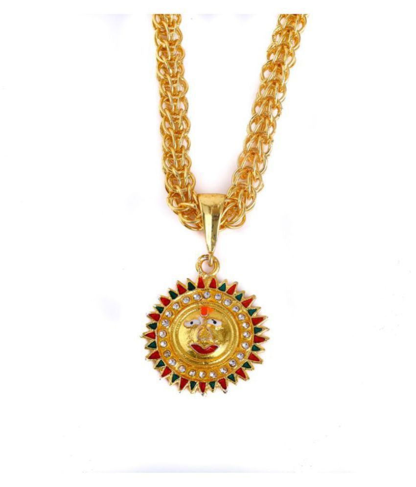 DIPALI Collection Surya Gold Plated Religious Pendant/Locket With Chain