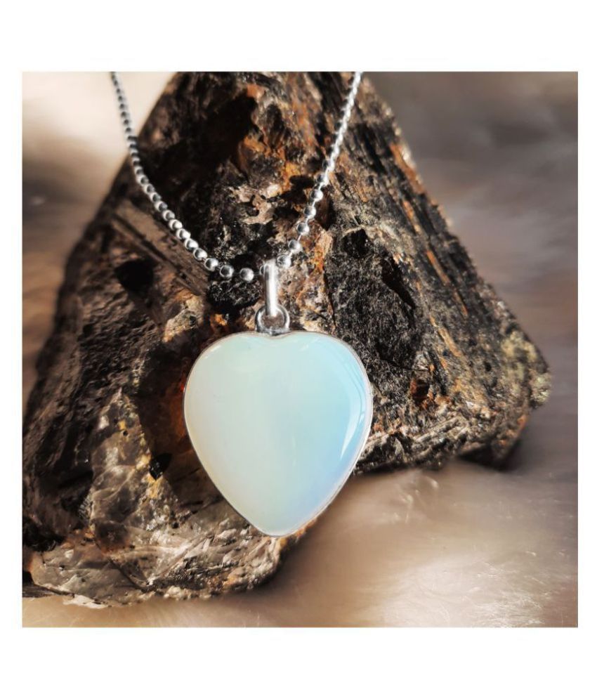 Healing Gemstone Crystal Heart Gold Chain Necklace LIGHT BLUE