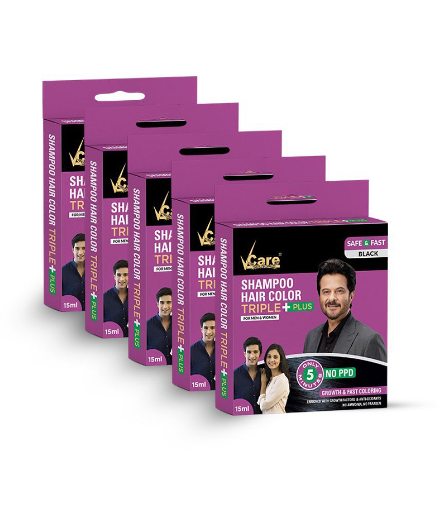     			VCare Shampoo Hair Color Temporary Hair Color Black 15 mL Pack of 5