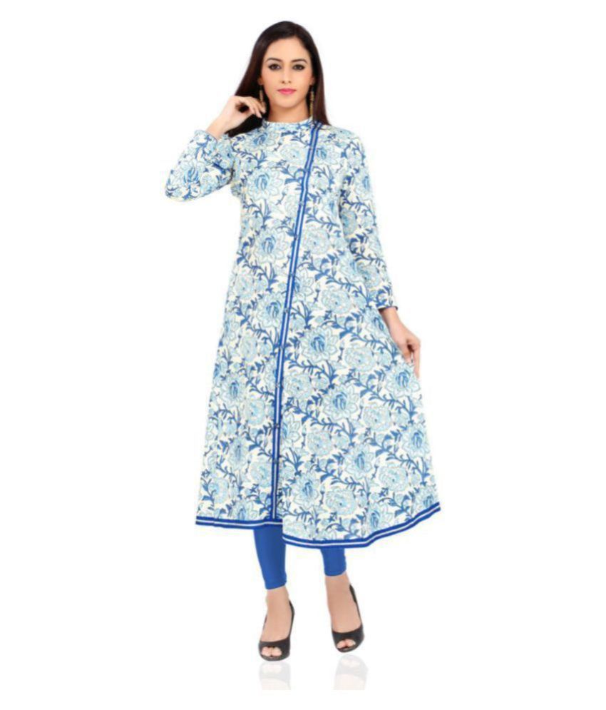     			Divena - Blue Cotton Women's Flared Kurti