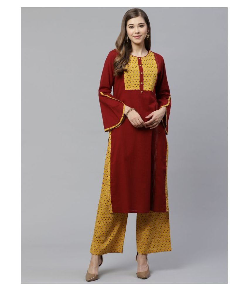     			Yash Gallery Cotton Kurti With Patiala - Stitched Suit