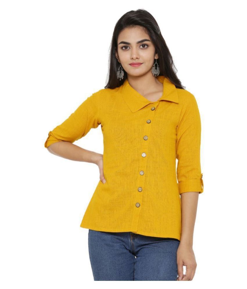     			Yash Gallery Cotton Regular Tops - Yellow