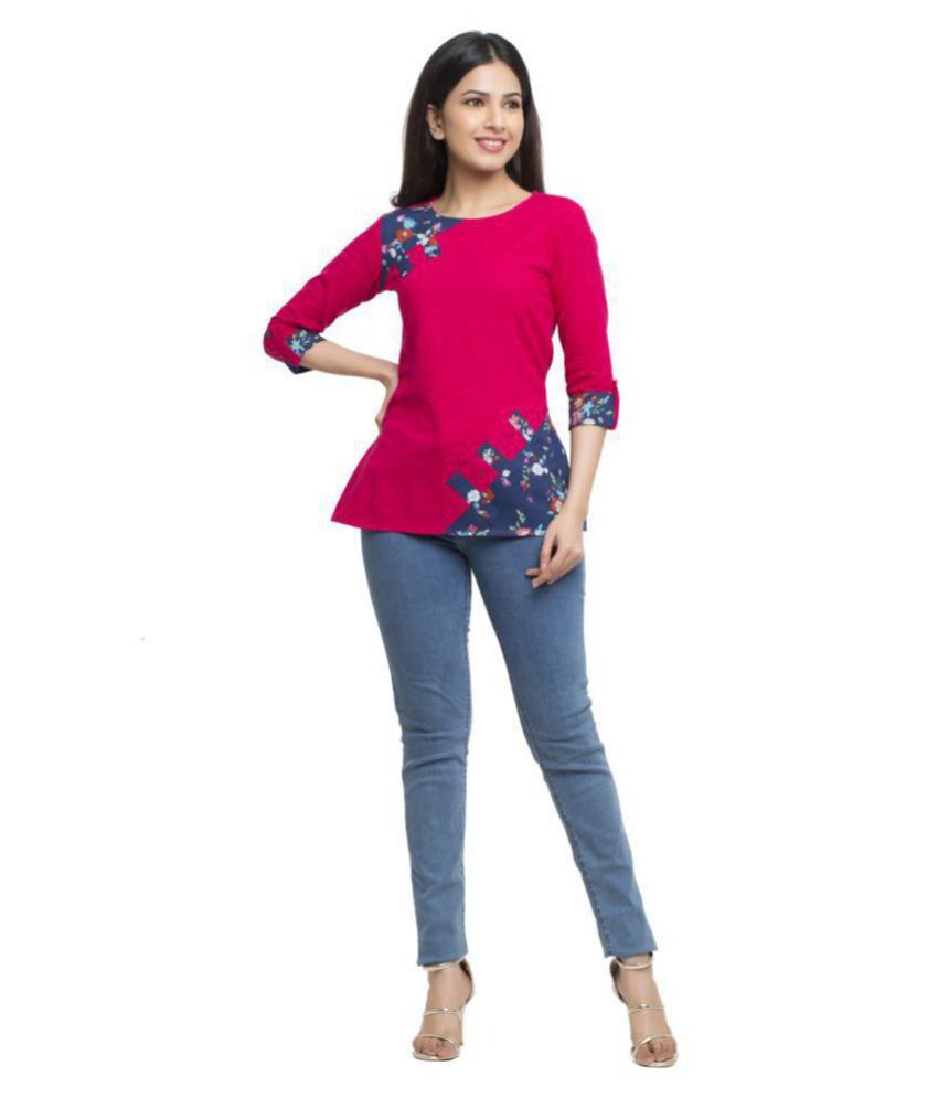     			Yash Gallery Pink Cotton Women's Regular Top ( Pack of 1 )