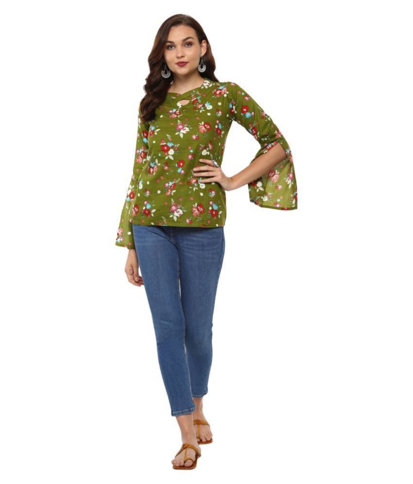     			Yash Gallery Cotton Regular Tops - Green