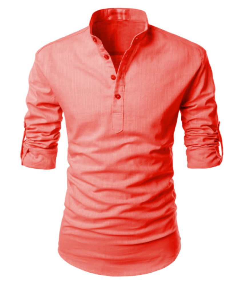 Vibe Linen Orange Shirt - Buy Vibe Linen Orange Shirt Online at Best