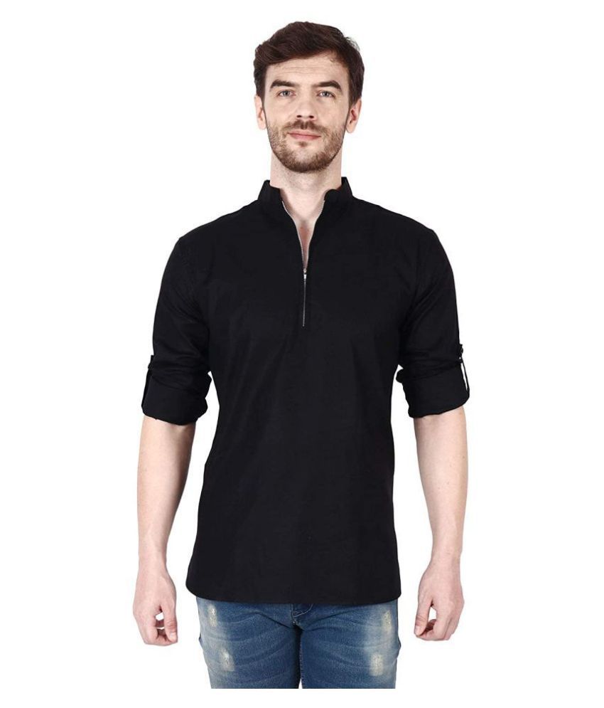 Vida Loca - Black Linen Slim Fit Men's Casual Shirt (Pack of 1)