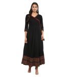 Yash Gallery - Black Rayon Women's Angrakha Kurti ( Pack of 1 )