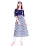 Yash Gallery Blue Cotton A-line Kurti