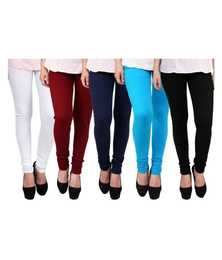     			Famaya - Multicolor Cotton Solid Girl's Leggings ( Pack of 5 )